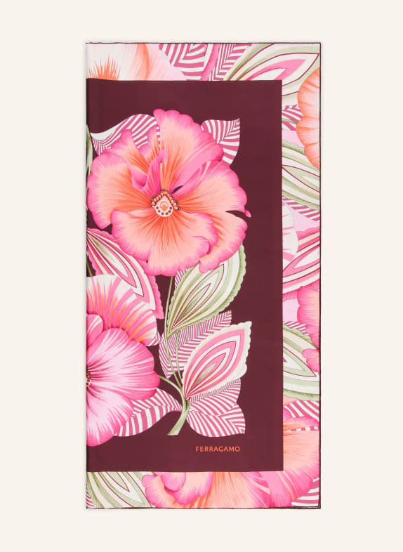FERRAGAMO silk scarf DARK RED / NEON PINK / CREAM