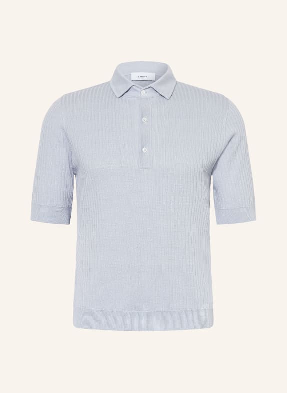 LARDINI Strick-Poloshirt aus Leinen HELLBLAU