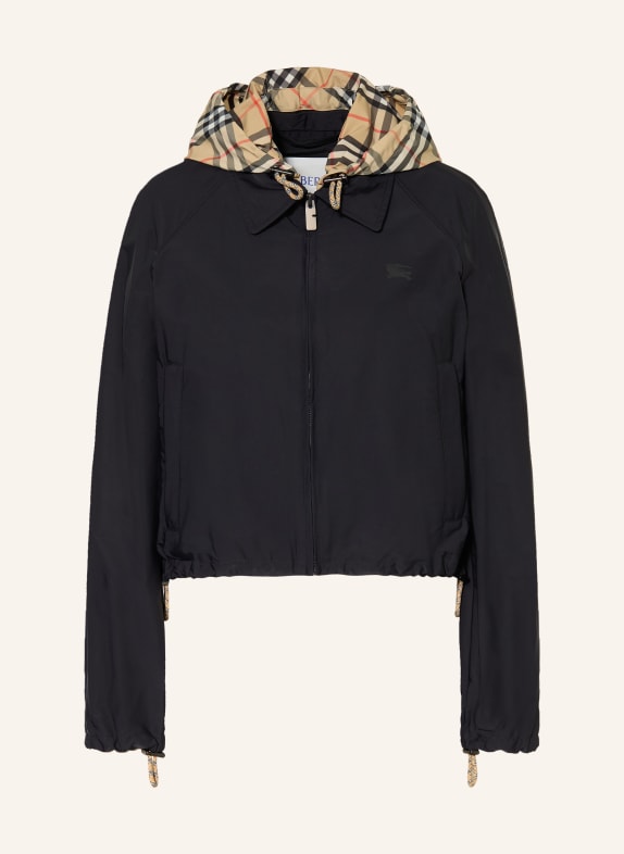 BURBERRY Jacke NEWCOTT mit abnehmbarer Kapuze SCHWARZ / BEIGE / ROT