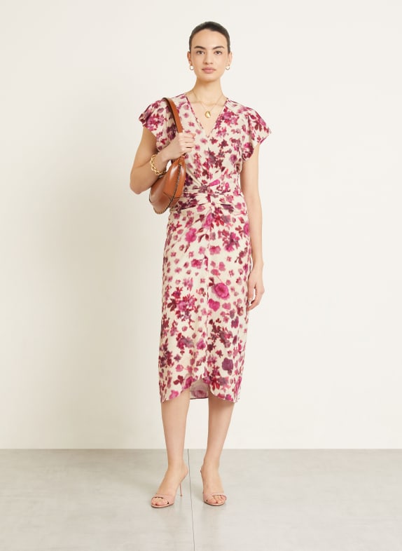 ISABEL MARANT Cocktailkleid TERENAE aus Seide FUCHSIA / CREME