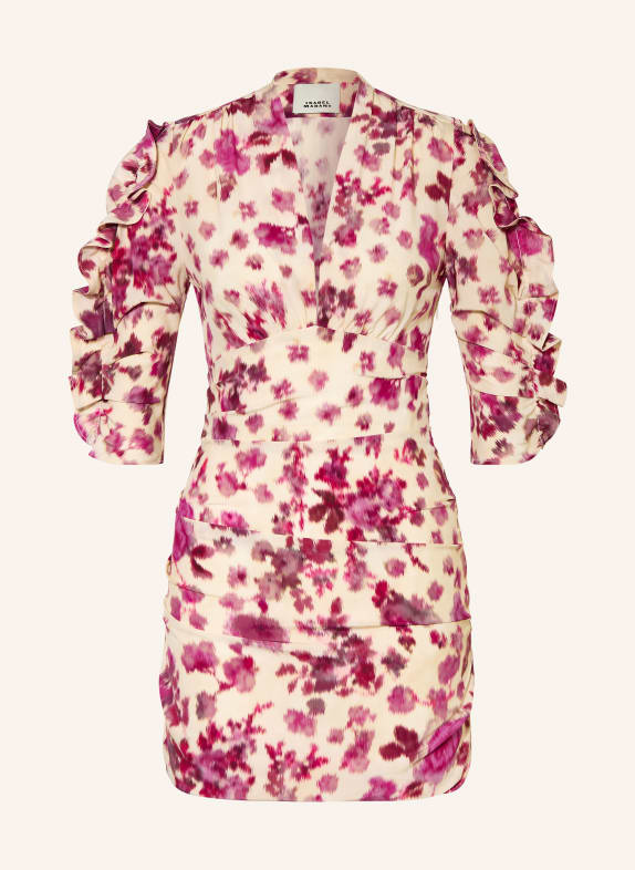 ISABEL MARANT Koktejlové šaty DORIS z hedvábí FUCHSIOVÁ / REŽNÁ