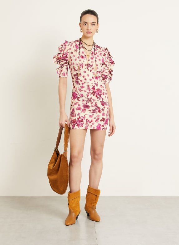 ISABEL MARANT Koktejlové šaty DORIS z hedvábí FUCHSIOVÁ / REŽNÁ