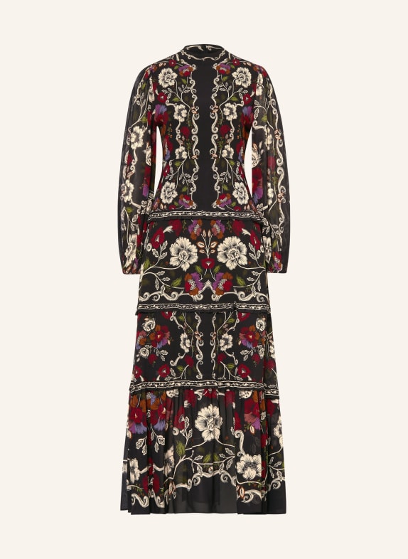 FARM RIO Kleid ROCOCO mit Rüschen SCHWARZ / CREME / DUNKELROT