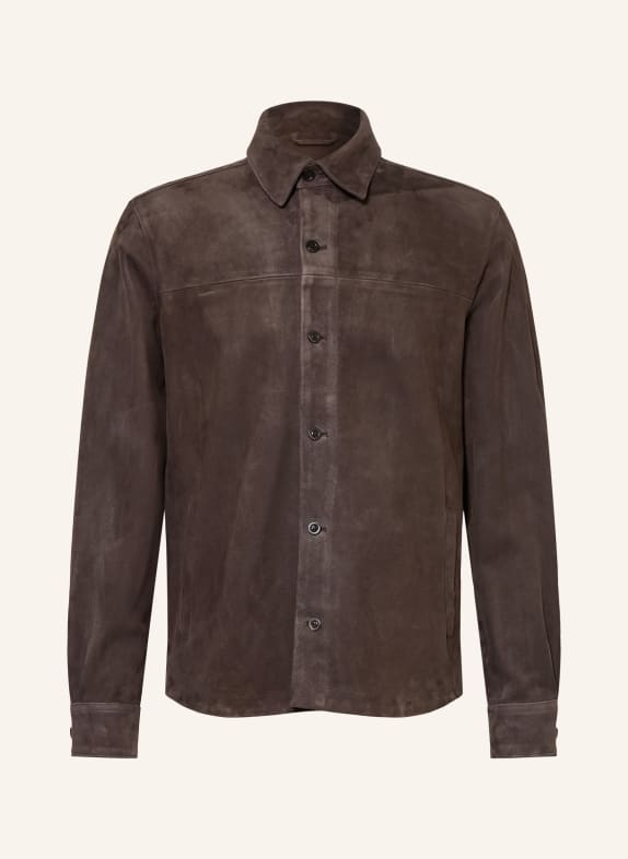 BOGLIOLI Leather overjacket DARK BROWN