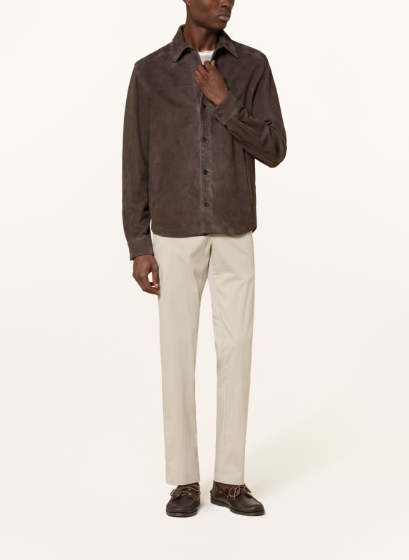 BOGLIOLI Leren overjas MARRON FONCÉ