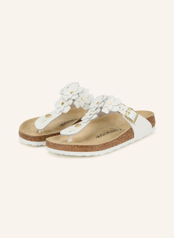 BIRKENSTOCK Zehentrenner GIZEH FLOWER mit Nieten WEISS