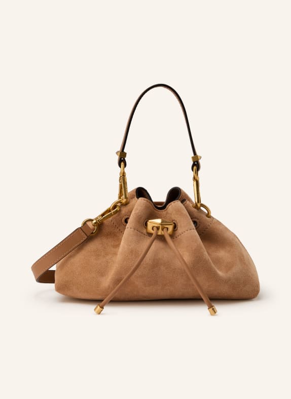 JIMMY CHOO Handtasche CINCH MINI HELLBRAUN / GOLD