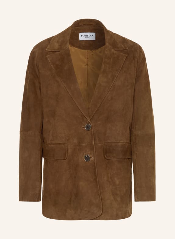 MARELLA skórzana marynarka BRĄZOWY