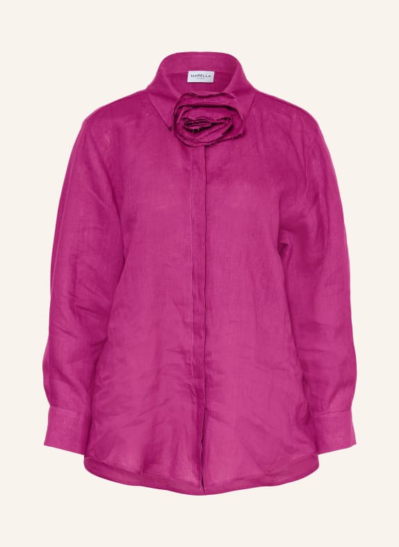 MARELLA Lněná halenka MLSEDITORE s odnímatelnou mašlí FUCHSIOVÁ