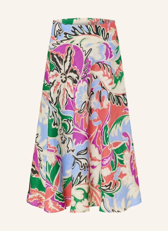 MARELLA Lněná sukně MLSOSPITE FIALOVÁ / ČERVENÁ / TMAVĚ MODRÁ