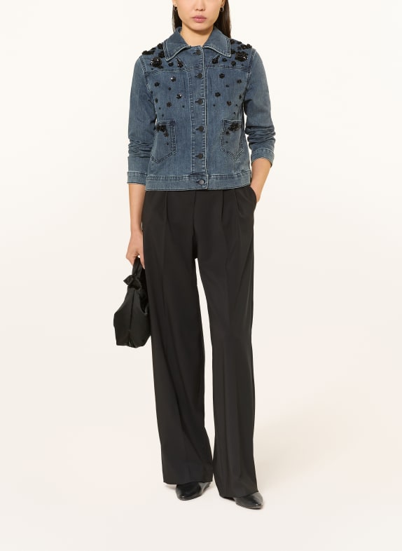 ELENA MIRO Denim jacket with sequins and decorative beads 034 BLUE SCURO