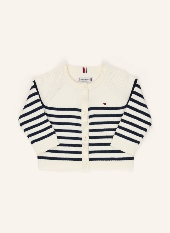 TOMMY HILFIGER Strickjacke WEISS / DUNKELBLAU