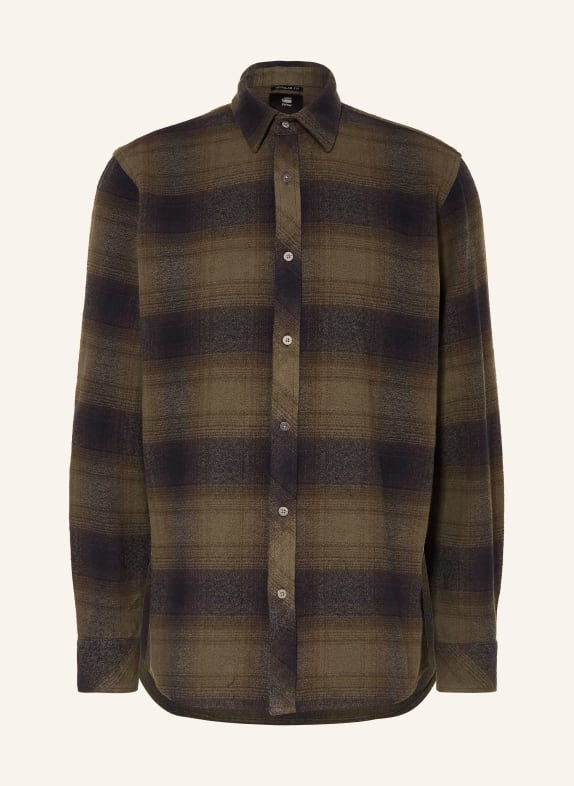 G-Star Košile Regular Fit OLIVOVÁ / HNĚDÁ / ČERNÁ