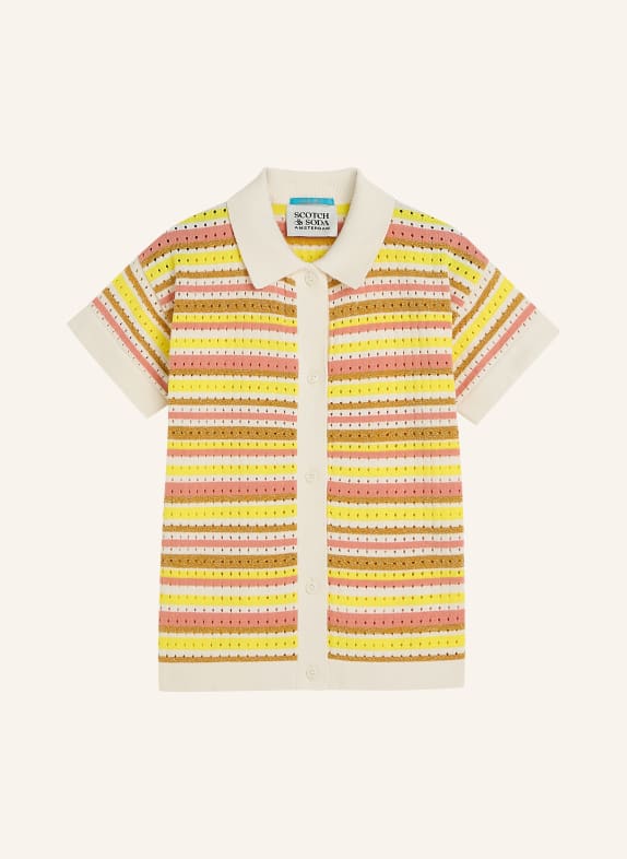 SCOTCH & SODA Strickjacke mit Glitzergarn GELB / CREME / HELLROT