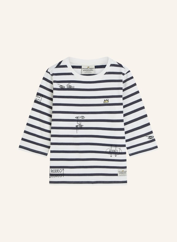 SCOTCH & SODA Shirt mit 3/4-Arm DUNKELGRAU / WEISS