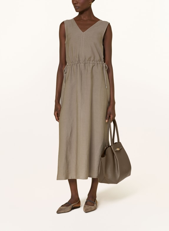 PESERICO Kleid mit Leinen HELLBRAUN