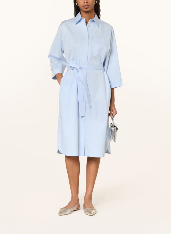 PESERICO Košilové šaty s ozdobnými kamínky a 3/4 rukávy TMAVĚ MODRÁ