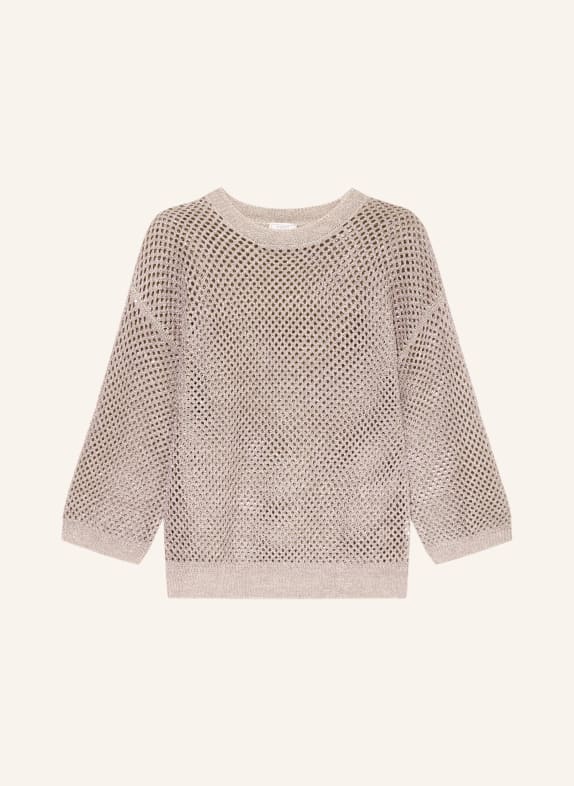 PESERICO Svetr s lnem a ozdobnými kameny BÉŽOVÁ