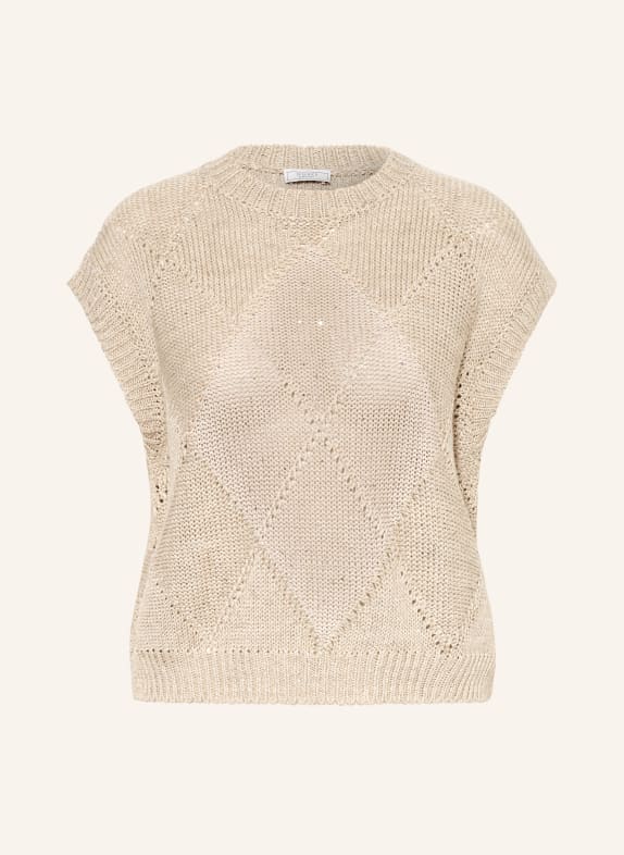 PESERICO Leinenpullunder mit Pailletten HELLBRAUN