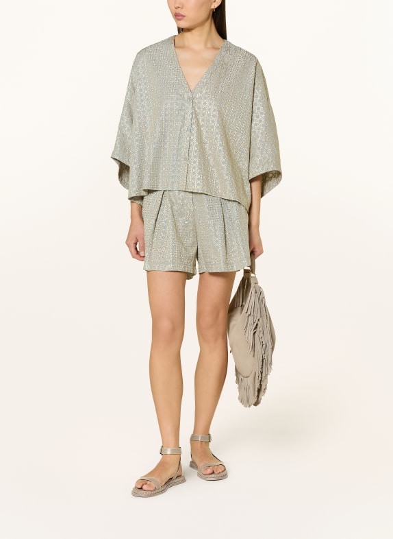 Greek Archaic Kori Blouse met 3/4-mouwen LICHTGRIJS / GOUD