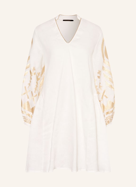 Greek Archaic Kori Sukienka plażowa FEATHER z lnu BIAŁY / ZŁOTY