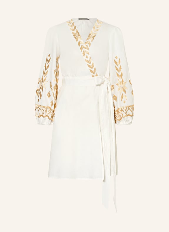 Greek Archaic Kori Strandkleid IOS aus Leinen WEISS / GOLD