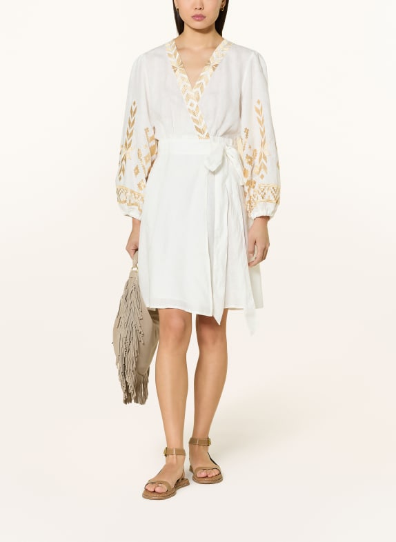 Greek Archaic Kori IOS linen beach dress WHITE / GOLD