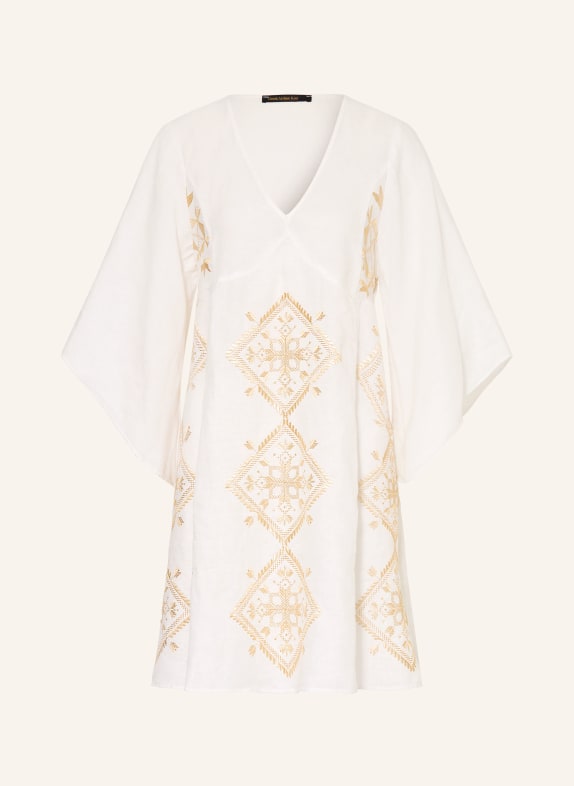 Greek Archaic Kori Strandkleid LEFKADA mit Glitzergarn und 3/4-Arm WEISS / GOLD