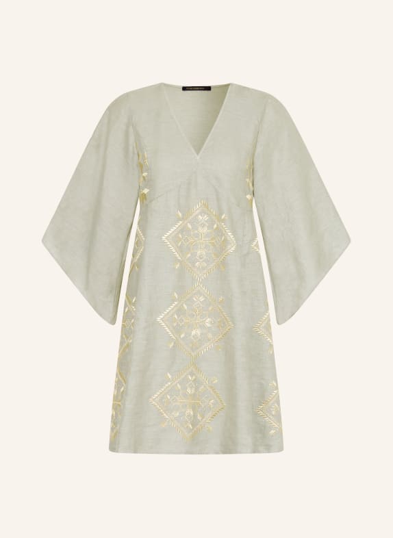 Greek Archaic Kori Strandkleid LEFKADA mit Glitzergarn und 3/4-Arm GRAU / GOLD