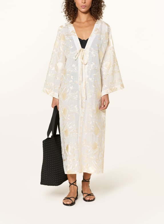 Greek Archaic Kori Kimono BLOSSOM met 3/4-mouwen CRÈME / GOUD