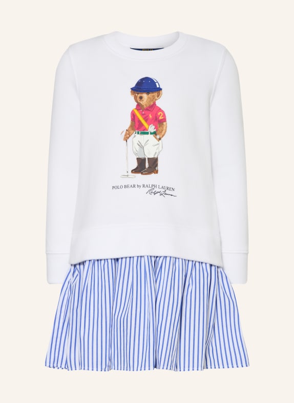 POLO RALPH LAUREN Sweatkleid im Materialmix WEISS / DUNKELBLAU