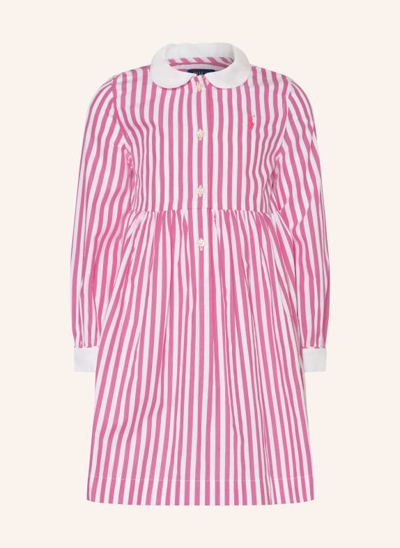 POLO RALPH LAUREN Hemdblusenkleid PINK / WEISS