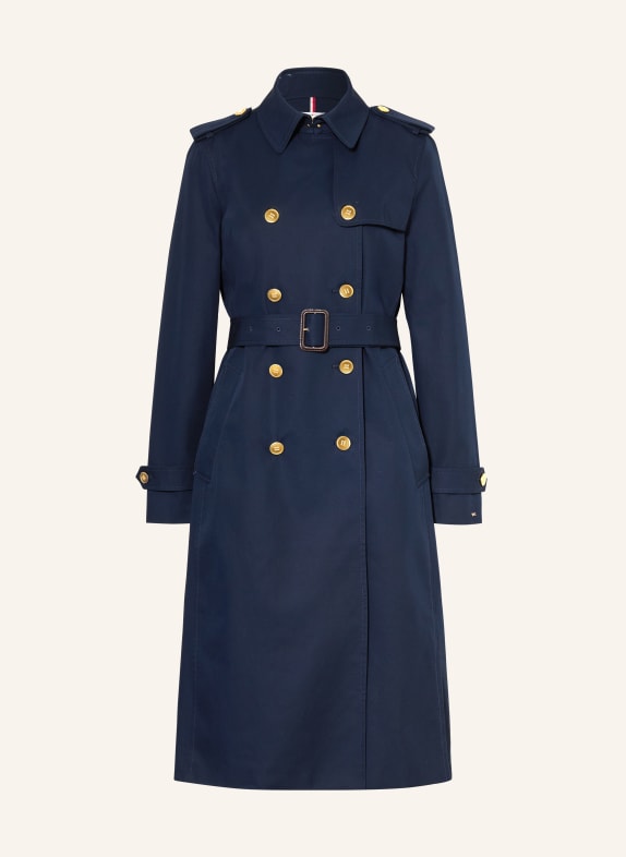 TOMMY HILFIGER trenchcoat TMAVĚ MODRÁ