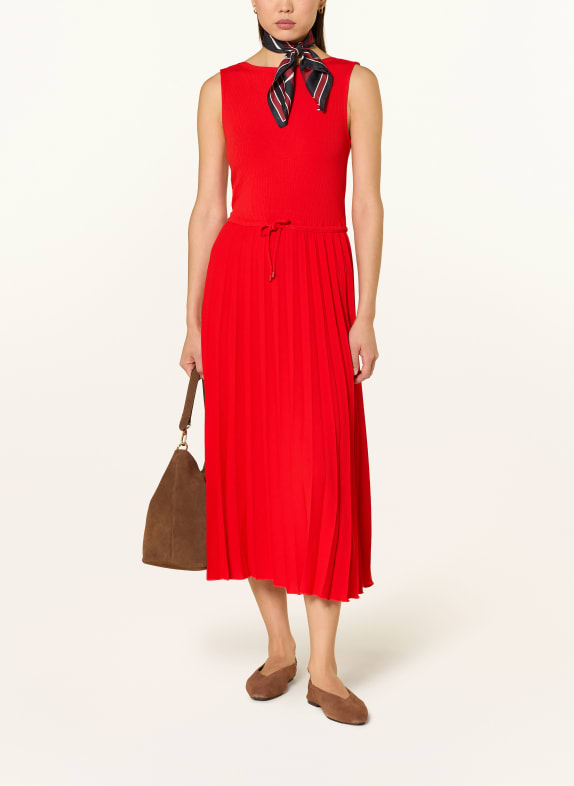 TOMMY HILFIGER Šaty z kombinace materiálů s plisováním ČERVENÁ