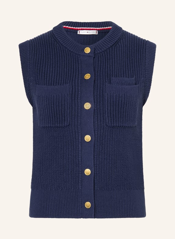 TOMMY HILFIGER kamizelka z dzianiny GRANATOWY
