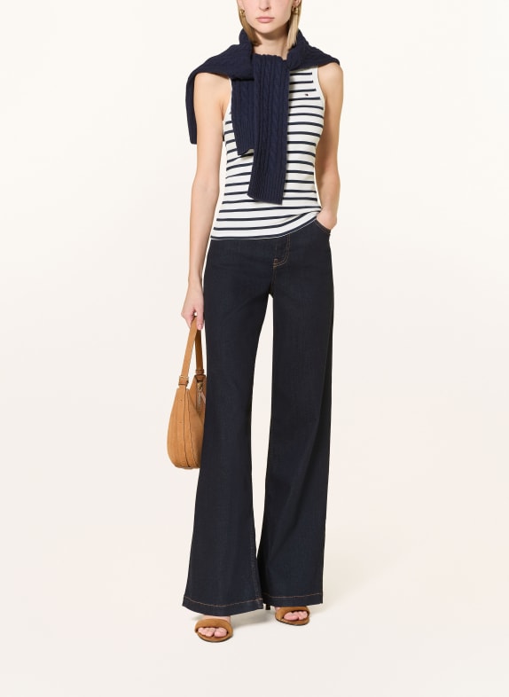 TOMMY HILFIGER Top ALB / ALBASTRU ÎNCHIS