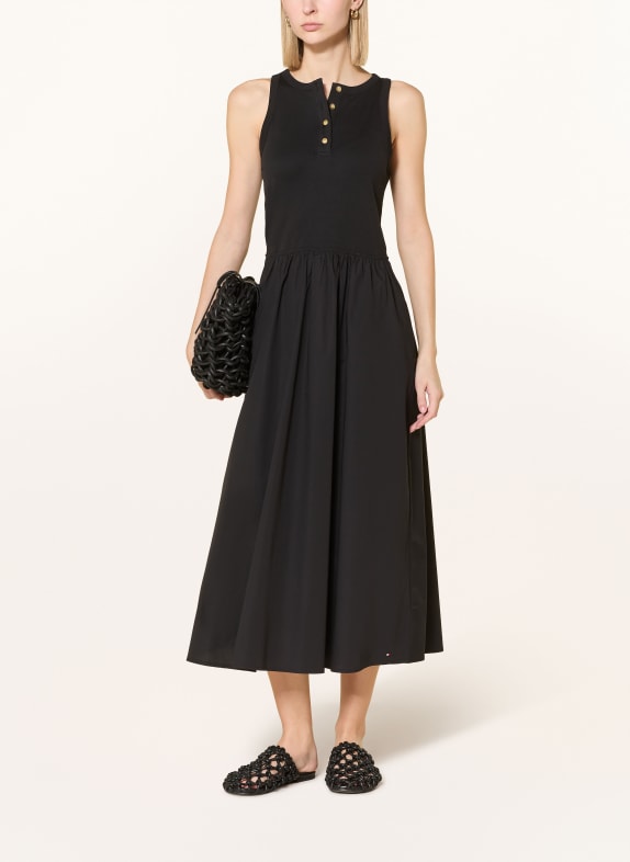TOMMY HILFIGER Kleid im Materialmix SCHWARZ