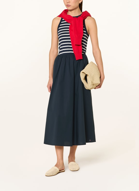 TOMMY HILFIGER Kleid im Materialmix DUNKELBLAU / ECRU