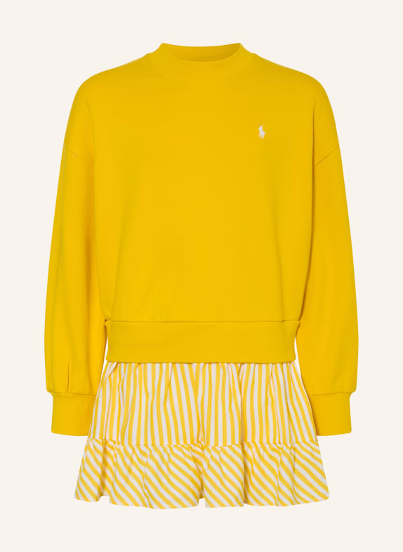 POLO RALPH LAUREN Sukienka z mieszanki materiałów ŻÓŁTY / BIAŁY