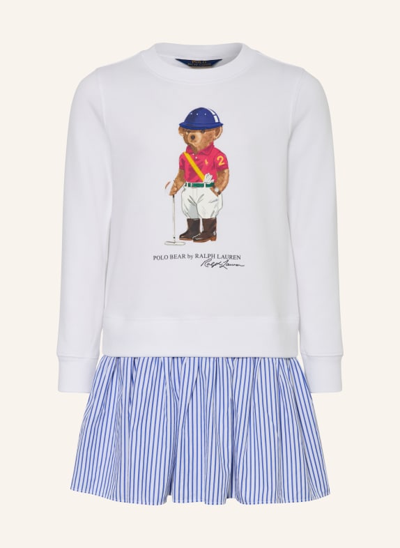 POLO RALPH LAUREN Kleid im Materialmix WEISS / HELLBLAU