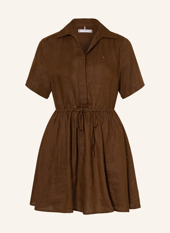 TOMMY HILFIGER Leinenkleid DUNKELBRAUN