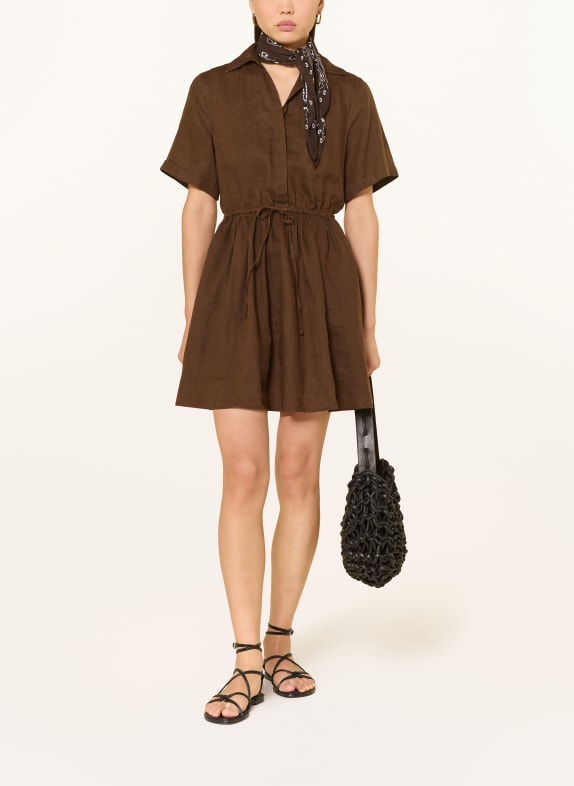 TOMMY HILFIGER Leinenkleid DUNKELBRAUN