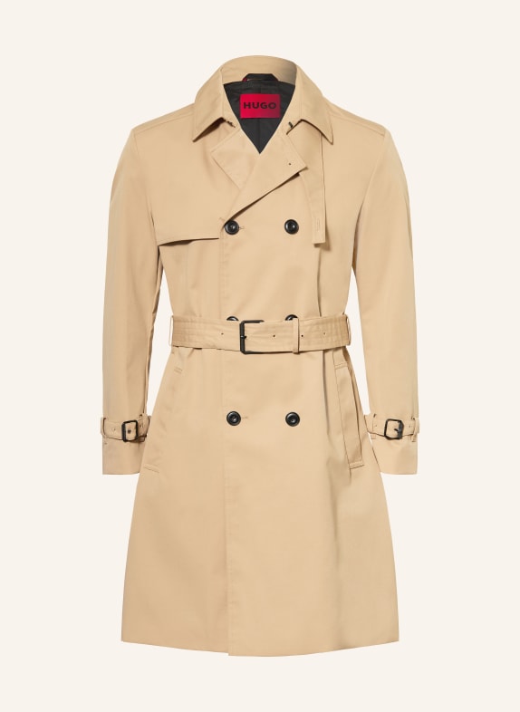 HUGO Trenchcoat MALUSK BEIGE / SCHWARZ