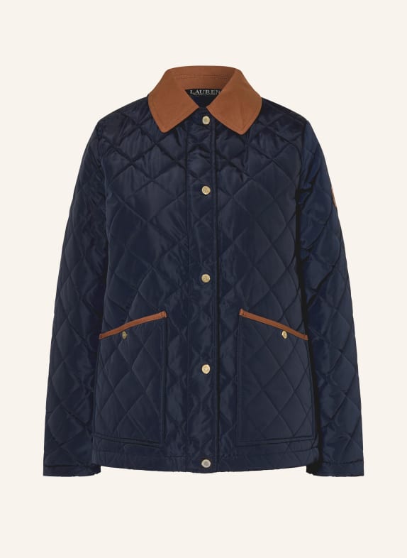 LAUREN RALPH LAUREN prošívaná bunda TMAVĚ MODRÁ / HNĚDÁ