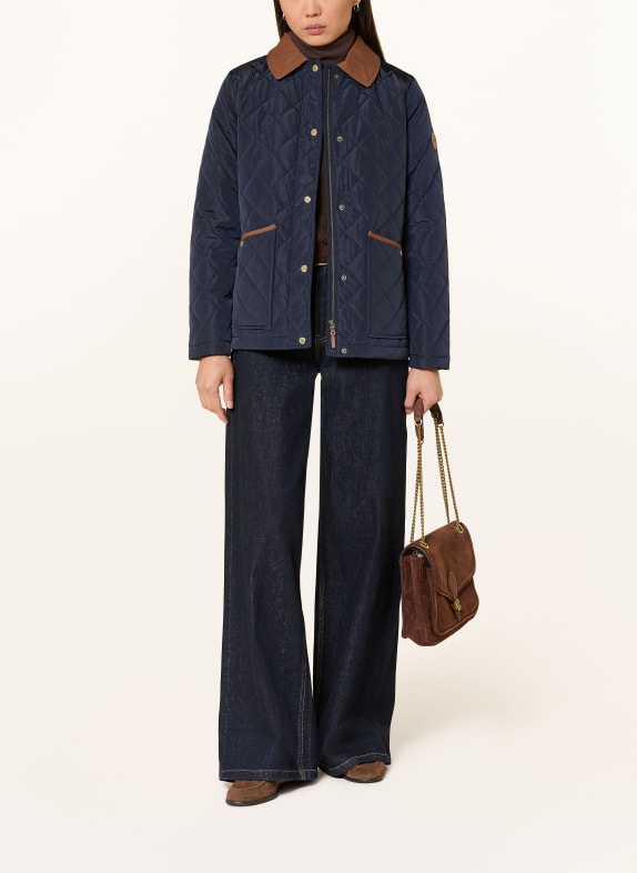 LAUREN RALPH LAUREN quilted jacket DARK BLUE / BROWN