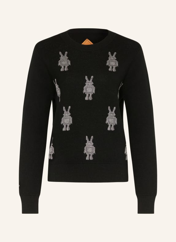 MCM Svetr s třpytivou přízí ČERNÁ / SVĚTLE ŠEDÁ