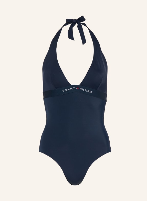 TOMMY HILFIGER Strój kąpielowy z wiązaniem na szyi GRANATOWY