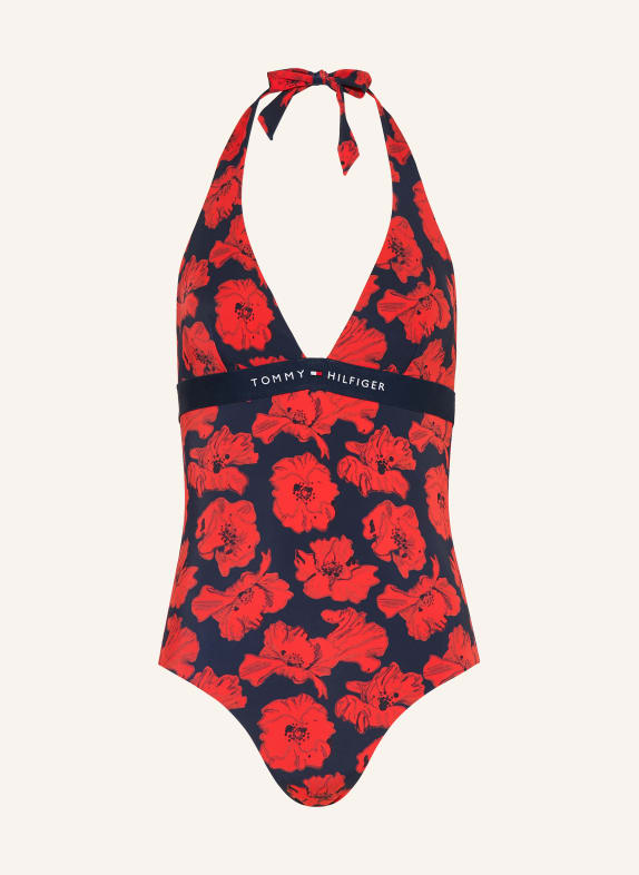 TOMMY HILFIGER Strój kąpielowy z wiązaniem na szyi CZERWONY / GRANATOWY