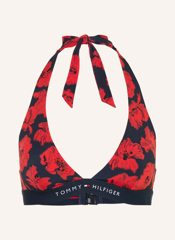TOMMY HILFIGER Neckholder-Bikini-Top ROT / DUNKELBLAU