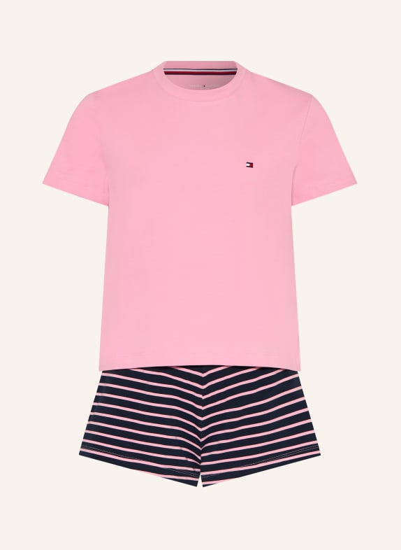 TOMMY HILFIGER Shorty-Schlafanzug ROSA / DUNKELBLAU